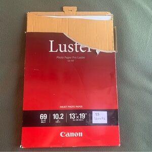 Canon Photo Paper Pro Luster. LU-101. Inkjet. 13” x 19”. Open box. 33 sheets.